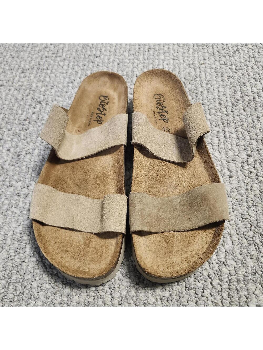 Biostep Beige Suede Slide Sandals Size 7.5